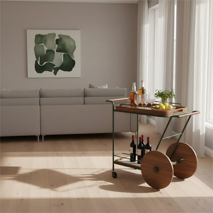 Walnut Orbit Bar Carts